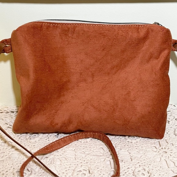 Slouchy Rust Corduroy Hobo Handbag - Picture 3 of 9